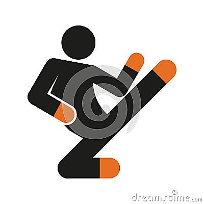 Simple Flying Kick Karate Sport Figure Symbol Vector Illustration Vector Illustration