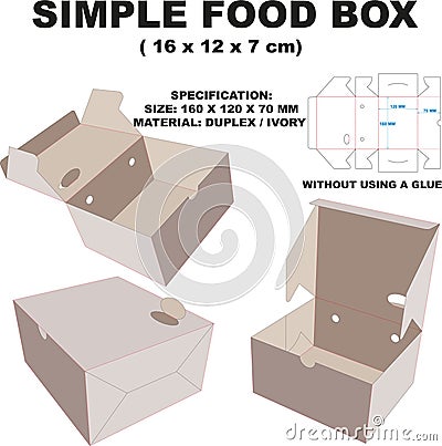 Simple Food Box Vector Diecutting Vector Illustration
