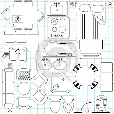 Simple Furniture / Floor Plan Royalty Free Stock Image 