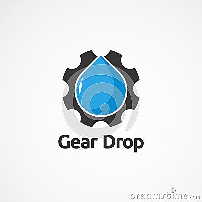 Simple gear drop logo vector, icon, element, and template for company Vector Illustration