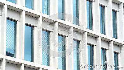 Simple generic office building detail, glass windows, closeup, modern business architecture details up close, simple background Stock Photo