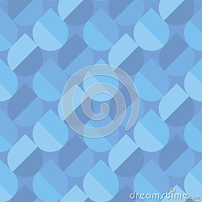 Simple geometric blue raindrop seamless pattern Vector Illustration