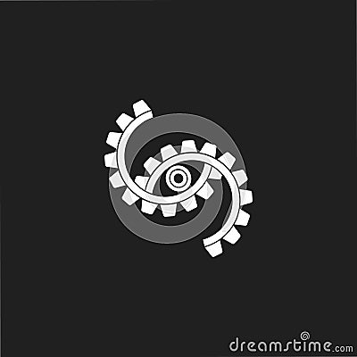 Simple geometric linked two cog machine logo vector Vector Illustration