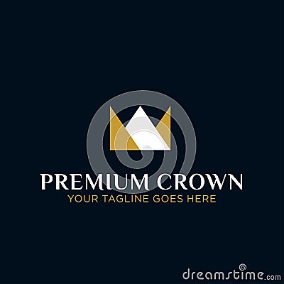 Simple geometric luxury Royal crown logo design vector illustration. universal premium King Queen brand template. beauty industry Vector Illustration