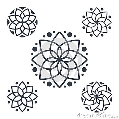 Simple geometric mandala logotype. Circular logo for boutique, flower shop, business, interior. Vector Illustration