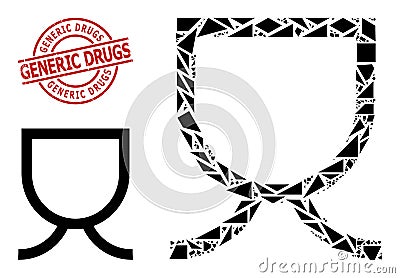 Geometric Mug Icon Mosaic and Scratched Generic Drugs Stamp Print Stock Photo