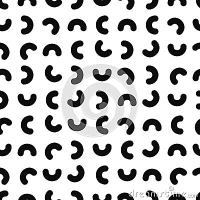 Simple geometric seamless pattern - memphis design. Black curved texture. Fashion 80-90s Vector Illustration