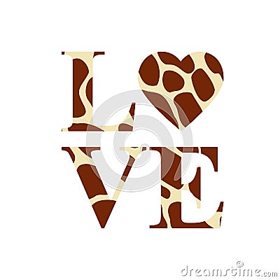 simple giraffe love with heart. Vector illustration. Heart with giraffe Vector Illustration