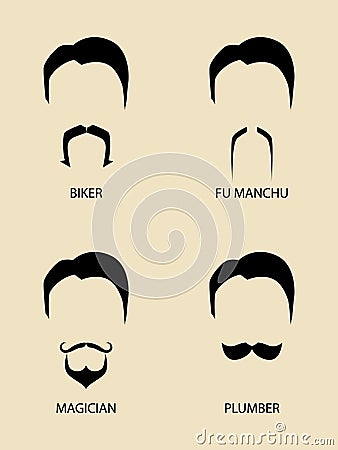 Simple graphic of men facial hair types Vector Illustration