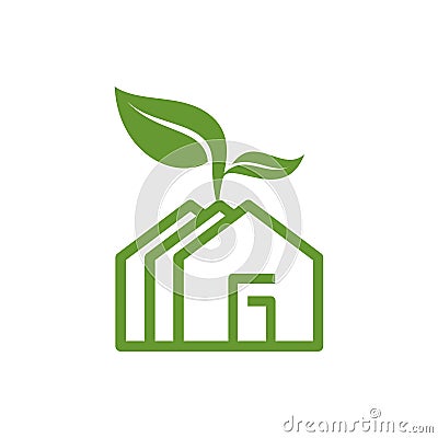 simple green house leaf agriculture logo and icon Vector Illustration