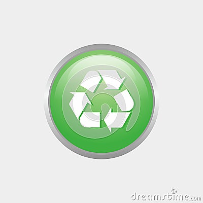 Simple Green Recycle Glossy Icon Vector Illustration