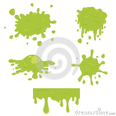 Simple green slime set. Vector Illustration