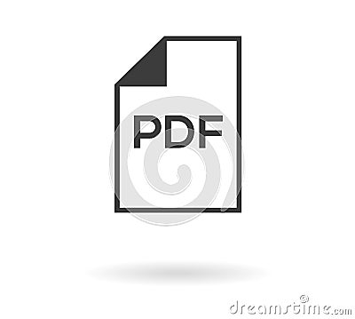 Simple greyscale icon of sheet file and PDF text inside Vector Illustration