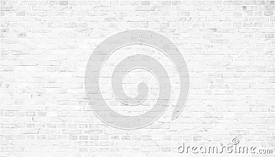 Simple grungy white brick wall with light gray shades seamless pattern surface texture background in wide panorama banner vector Vector Illustration