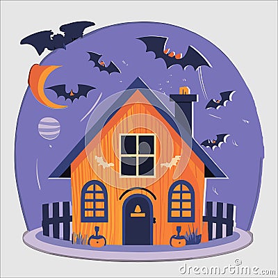 A Simple Halloween House that Leaves a Spooky Aura Vector Illustration