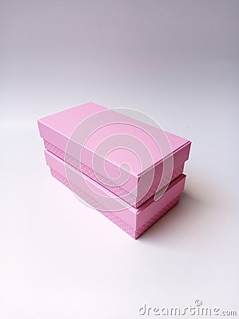 a simple hand-crafted gift box in pink Stock Photo