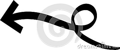 Simple, hand drawn black arrow elegantly curves and loops, creating a visual representation of a winding or indirect Vector Illustration