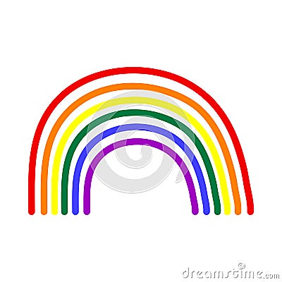 Simple hand drawn rainbow, vector decorative element isolated on white background. LGBT community icon, rainbow colors Vector Illustration