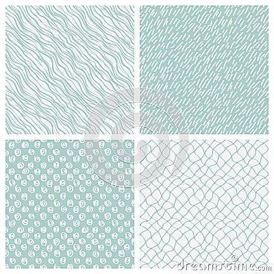 Simple hand-drawn seamless patterns set Vector Illustration