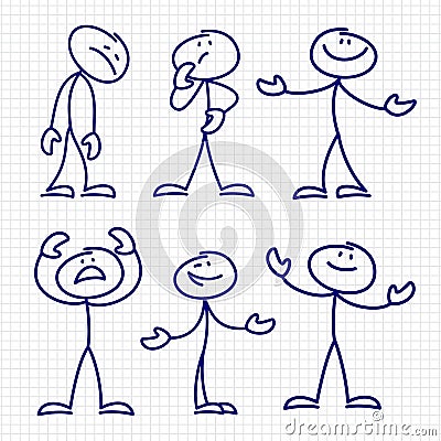 Simple hand drawn stick figures set vector Vector Illustration