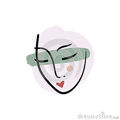 Simple hand drawn trendy line drawing face. Abstract print for clothes, textile and other. Vector illustration Cartoon Illustration