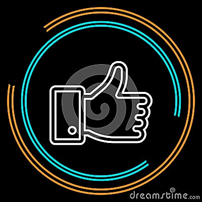 Simple Hand Thumb Up Thin Line Vector Icon Vector Illustration