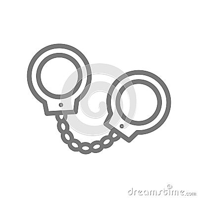 Simple handcuffs, manacle line icon. Symbol and sign vector illustration design. Isolated on white background Vector Illustration