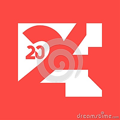 Simple happy new year card for 2024. Modern vector Vector Illustration