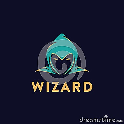 Simple head of wizard logo icon vector template Vector Illustration