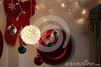 Simple Holiday Decor lights up a corner Stock Photo