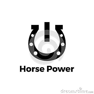 Simple horse shoe power logo vector template Vector Illustration