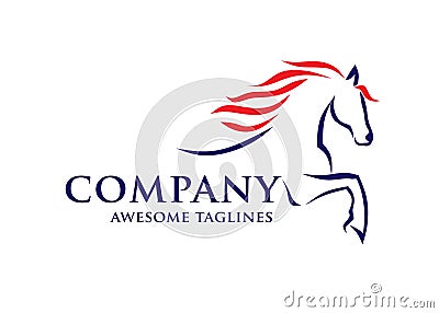 Simple horse sketch racing logo template Vector Illustration