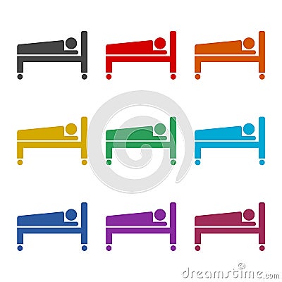 Simple hospital bed icon, color set Vector Illustration