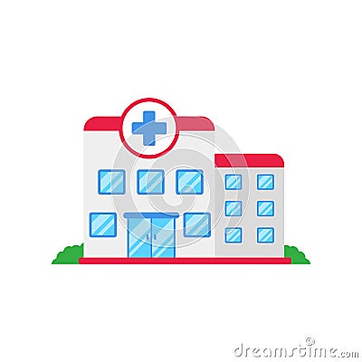 Simple hospital icon in flat style Stock Photo