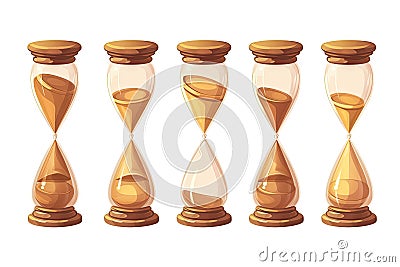 Simple Hourglass Collection, Sand Clocks for Sprite Sheet Animation, Vintage Hourglass Timer Sand Stock Photo