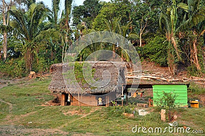 Simple house, indigenous families face extreme poverty Editorial Stock Photo