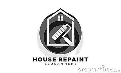 Simple house repaint icon logo Vector Illustration