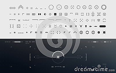 Simple HUD UI elements vector set. elegant, sleek, futuristic Vector Illustration