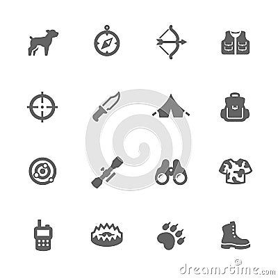 Simple Hunting Icons Vector Illustration