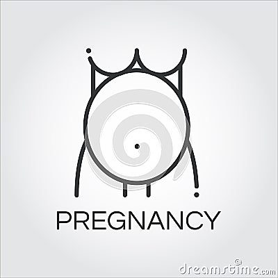 Simple icon black silhouette of pregnant woman Vector Illustration