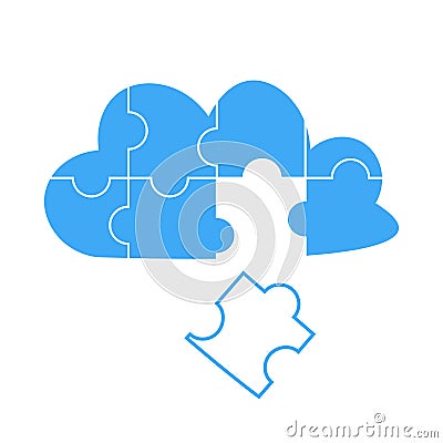 Simple icon cloud puzzle. Simple icon puzzle of the four elements on white background for your web site design, logo, app Vector Illustration