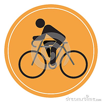 Simple icon cyclist, bike route sign. black silhouette Stock Photo