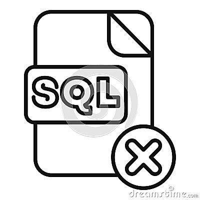 Sql file format database delete icon Vector Illustration
