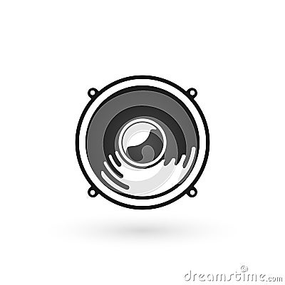 Simple icon of speaker. Isolated sound output object on white background Stock Photo