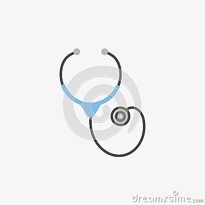 A simple icon of stethoscope for discover pneumonitis, chest cold. Vector Illustration