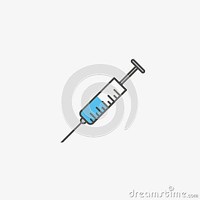 A simple icon of syringe with medicine Vector Illustration