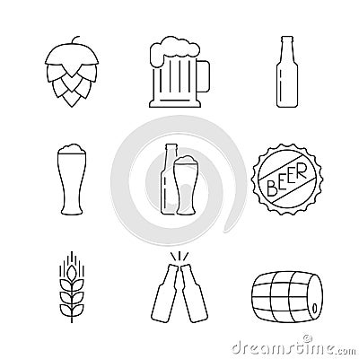 Simple icons beer set Vector Illustration