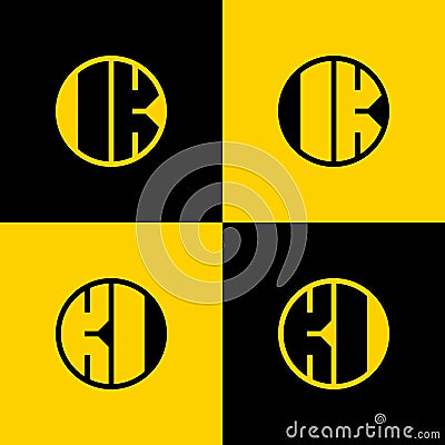 Simple IK and KI Letters Circle Logo Set, suitable for business with IK and KI initials Vector Illustration
