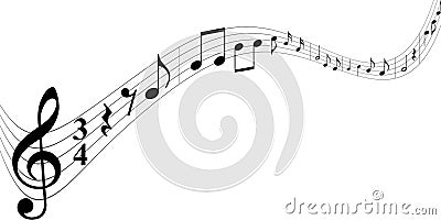 Black Music Notes in White Background Cartoon Illustration