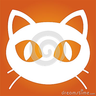 Simple illustration of cat face Concept of Halloween day Vector Illustration